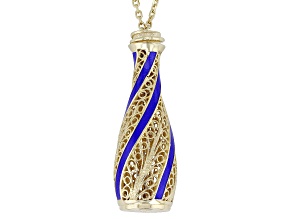 Blue Enamel Wrapped 18K Yellow Gold Over Sterling Silver Necklace