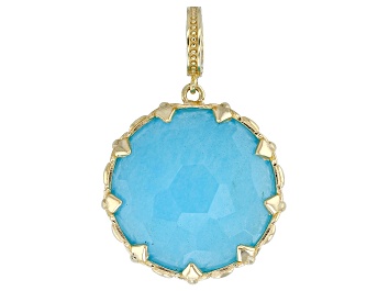 Picture of Blue Quartz 18K Yellow Gold Over Sterling Silver Pendant