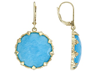 Blue Quartz 18K Yellow Gold Over Sterling Silver Earrings