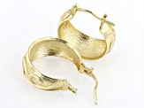 18K Yellow Gold Over Sterling Silver Scroll Pattern Hoop Earrings