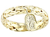18K Yellow Gold Over Sterling Silver Hamsa Hand Charm Ring