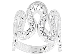 Platinum Over Sterling Silver Snake Ring