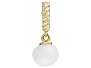 8-8.5mm Cultured Freshwater Pearl 18K Yellow Gold Over Sterling Silver Pendant