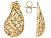 18K Yellow Gold Over Sterling Silver Filigree Bubble Stud Earrings