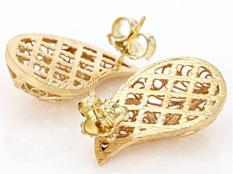 18K Yellow Gold Over Sterling Silver Filigree Bubble Stud Earrings