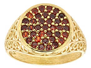 Red Garnet 18K Gold Over Sterling Silver Signet Ring 0.35ctw