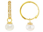 Cultured Freshwater Pearl 18K Gold Over Sterling Silver Hoop Earrings 8-8.5mm