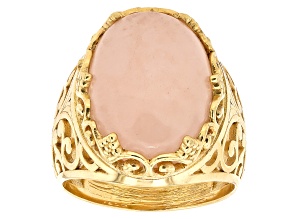 Morganite 18K Gold Over Sterling Silver Solitaire Ring 18x13mm