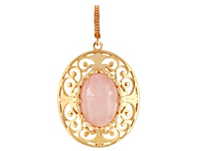 14x10mm  Morganite 18K Gold Over Sterling Silver Scrollwork Enhancer Pendant