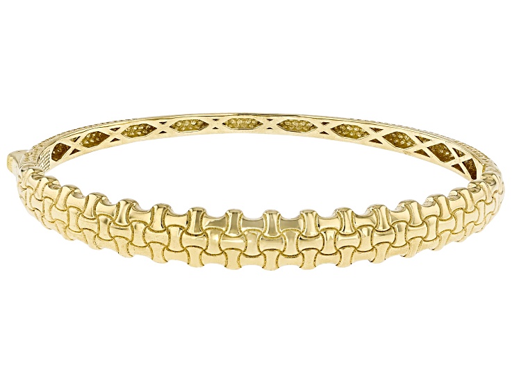 18K Yellow Gold Over Sterling Silver Link Design Bangle
