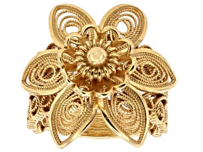 18K Gold Over Sterling Silver 2-layer Floral Statement Ring