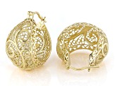 18K Yellow Gold Over Sterling Silver Filigree Bubble Hoop Earrings 30mm