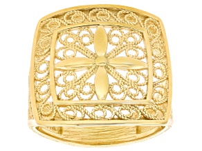 18K Gold Over Sterling Silver Open Design Filigree Ring