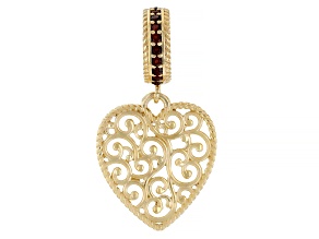 Red Garnet 18K Gold Over Sterling Silver Heart Pendant 0.15ctw