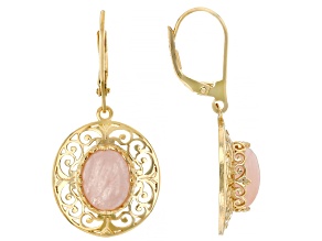 Morganite 18K Gold Over Sterling Silver Scrollwork Earrings 8x10mm
