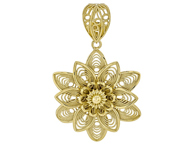 18K Gold Over Sterling Silver 2-layer Floral Enhancer - TRK621 | JTV
