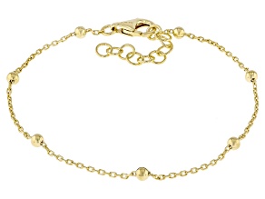 Beaded 18k Yellow Gold Over Sterling Silver Station Bracelet 3mm
