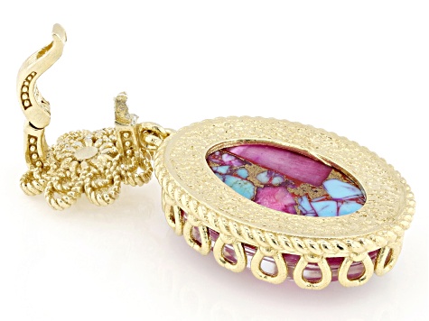 Blue Composite Turquoise & Purple Spiny Oyster Shell Doublet 18k