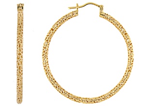 40mm 18k Gold Over Sterling Silver Filigree Hoop Earrings