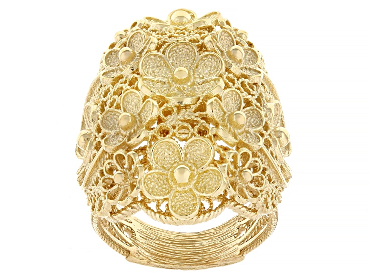 18K Yellow Gold Over Sterling Silver Floral Ring - TRK632 | JTV