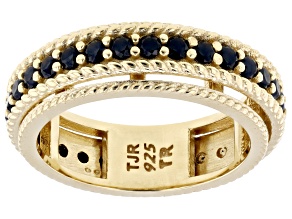 Black Spinel 18K Gold Over Sterling Silver Spinner Ring 0.037ctw