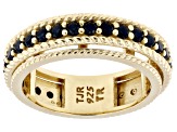 Black Spinel 18K Gold Over Sterling Silver Spinner Ring 0.037ctw - TRK636