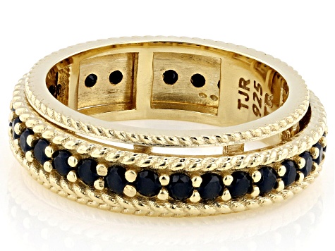 Black Spinel 18K Gold Over Sterling Silver Spinner Ring 0.037ctw - TRK636