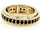 Black Spinel 18K Gold Over Sterling Silver Spinner Ring 0.037ctw - TRK636