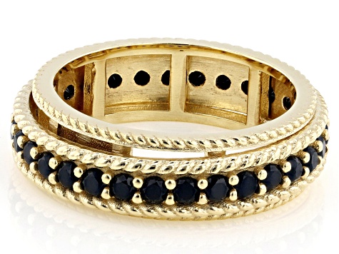 Black Spinel 18K Gold Over Sterling Silver Spinner Ring