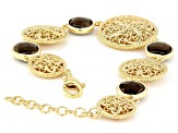Smoky Quartz 18K Gold Over Sterling Silver Disc Station Bracelet 3.30ctw