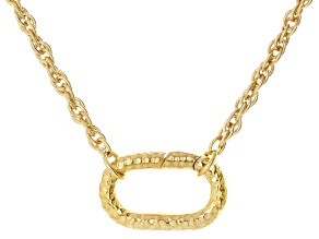 18K Gold Over Sterling Silver Hammered Oval Enhancer 2mm Rope Chain Necklace