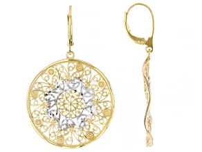 18K Gold Over Sterling Silver Circle Filigree Earrings