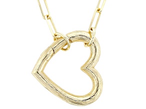 18k Gold Over Sterling Silver Heart 2.3mm Paperclip Necklace