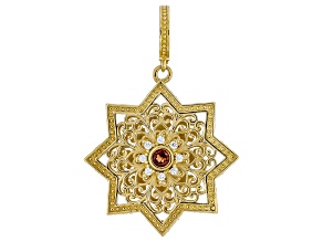Garnet & Cubic Zirconia 18K Gold Over Sterling Silver Star Enhancer, 0.03ctw