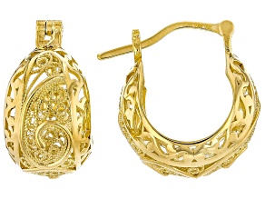 18K Gold Over Sterling Silver Filigree Bubble Hoop Earrings