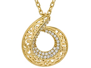 Cubic Zirconia 18K Gold Over Sterling Silver Pendant With 18"L Chain, 0.11ctw