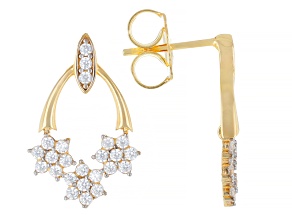 Cubic Zirconia 18K Gold Over Sterling Silver Earrings, 0.02ctw