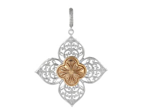 Two-Toned Bronze, Rhodium Over Sterling Silver Clover Enhancer