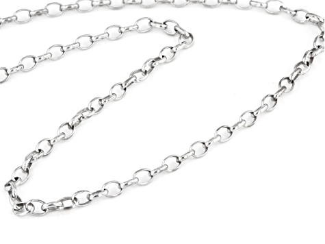 Rhodium Over Sterling Silver Chain Necklace with Bronze Orbit Clasps