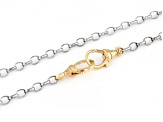 Rhodium Over Sterling Silver Chain Necklace with Bronze Orbit Clasps