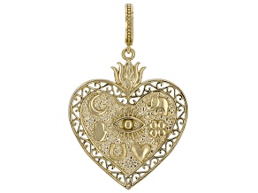 18K Gold Over Sterling Silver Luck Motif Heart Enhancer Charm Pendant