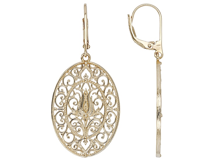 Artisan Collection of Turkeyâ„¢ Tulip Filigree Design 18k Yellow Gold Over Sterling Silver Earrings