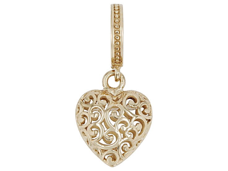 Artisan Collection of Turkeyâ„¢ 18k Yellow Gold Over Sterling Silver Heart Charm Enhancer