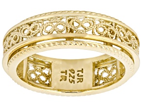 18k Yellow Gold Over Sterling Silver Filigree Spinner Band Ring