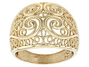 18k Gold Over Sterling Silver Filigree Design Dome Ring