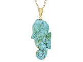 Green Chilean Turquoise 18k Yellow Gold Over Sterling Silver Pendant With Chain