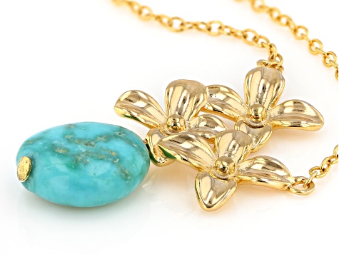 Blue Sleeping Beauty Turquoise 18k Gold Over Silver Necklace