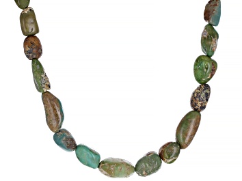 Picture of Green Turquoise In Matrix Nugget Sterling Silver Necklace