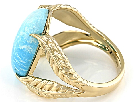 Blue Sleeping Beauty Turquoise 14k Gold Leaf Ring