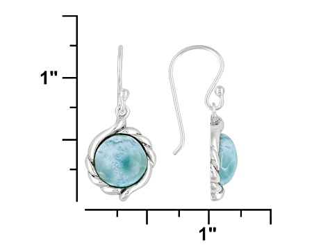 Blue Larimar Rhodium Over Sterling Silver Dangle Earrings